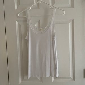 Pure + good white ribbed tank with lace